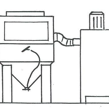 Schéma : sableuse avec armoire de filtration séparée